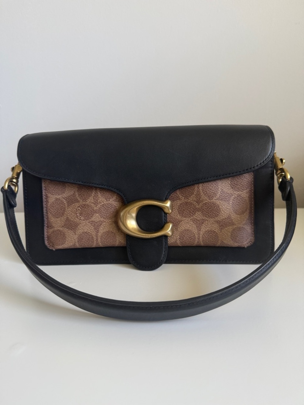 Coach Black and Brown Signature Canvas Tabby 26 Shoulder Bag